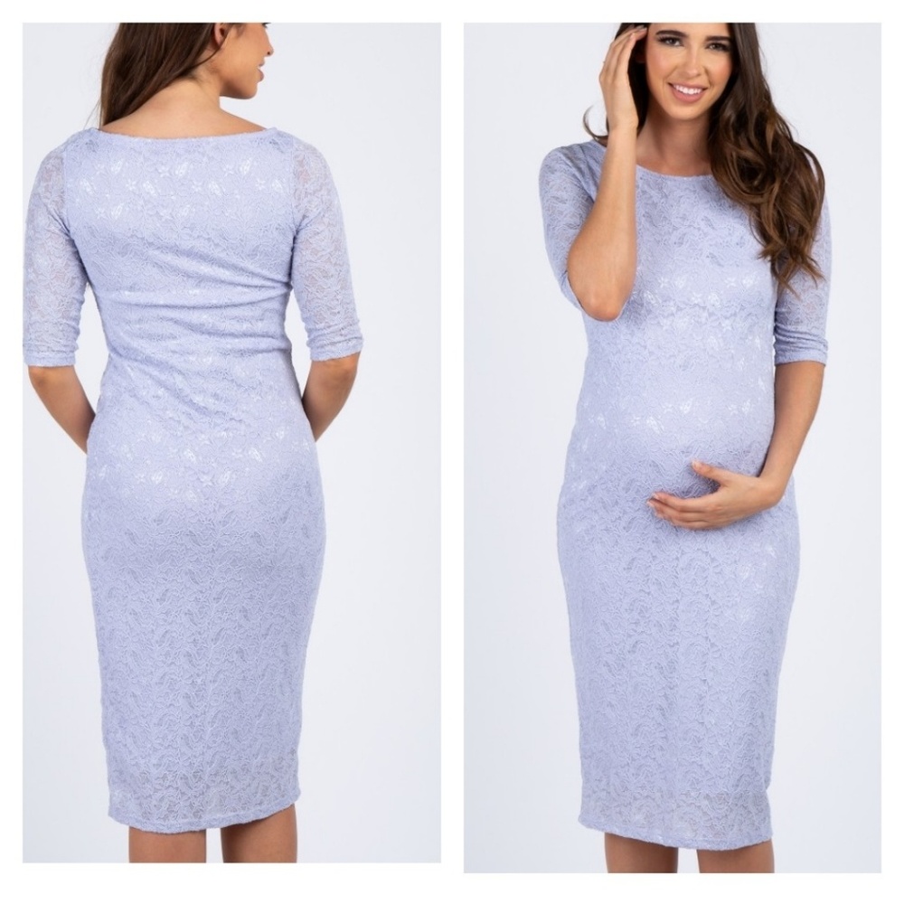 Lilac lace maternity dress